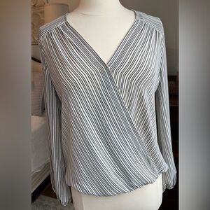 Max Studio Black and White Striped & Dotted Blouse